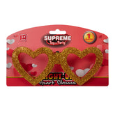 LED Gold Heart Glitter Glasses